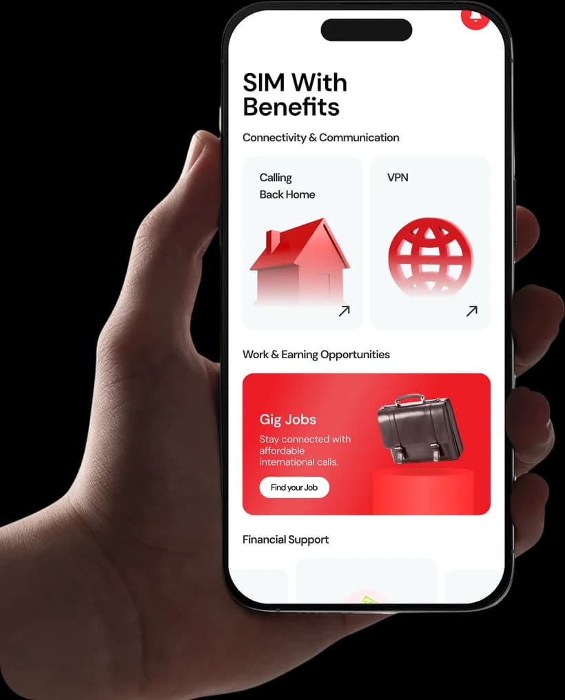 The USA/Canada/UK MVNO plan's app: calling back home, VPN, gig jobs and financial support