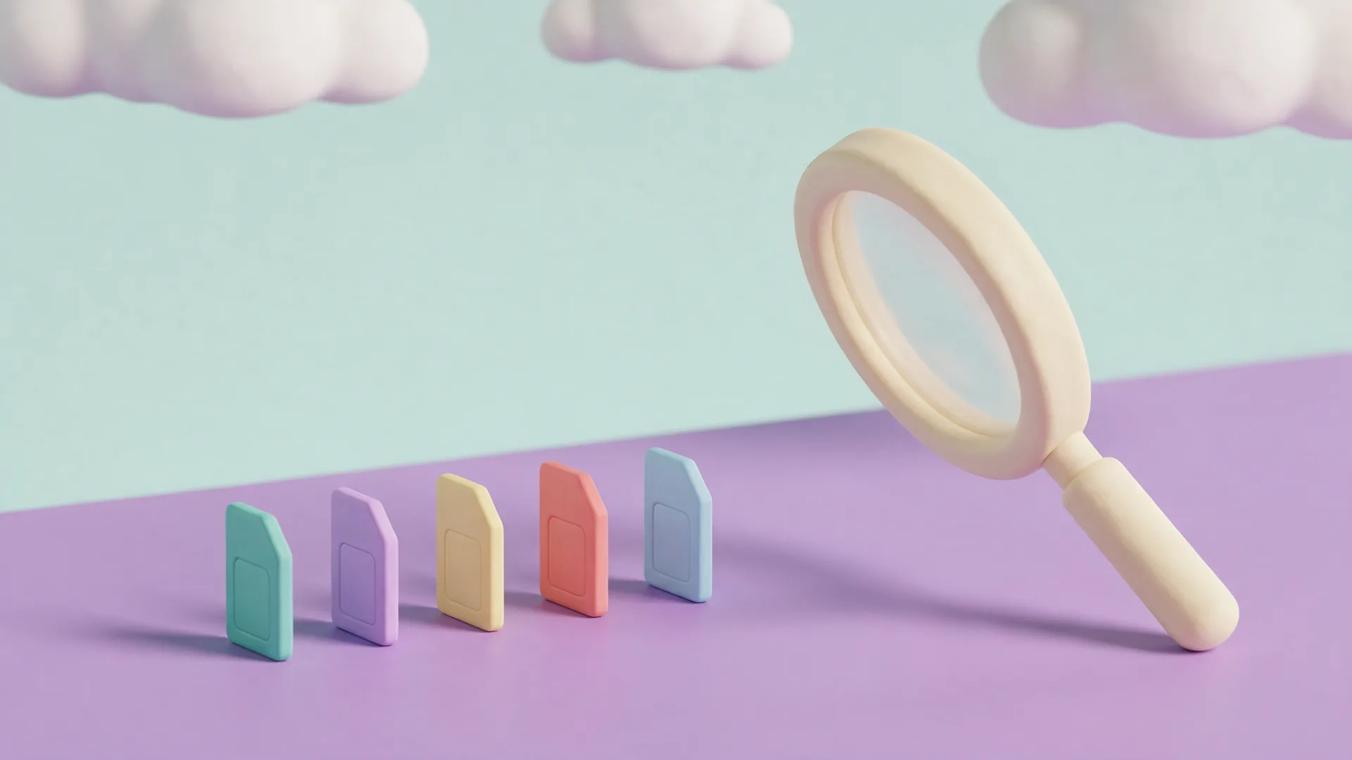 A magnifying glass beside a row of colourful SIM cards: comparing eSIM API providers
